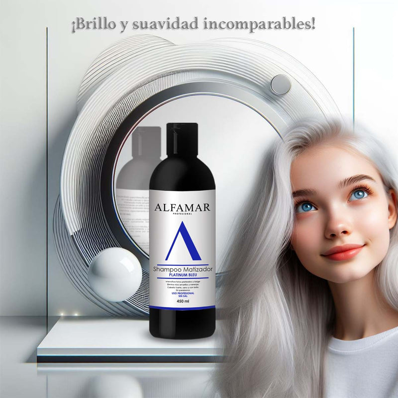 Shampoo Matizador Azul Alfamar Elimina Vizos Amarillos Naranjas y Verdes