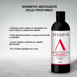 Shampoo Matizador Rojo Alfamar Intensifica Tonos Rojizos Caoba y Cobre