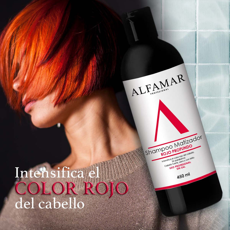 Shampoo Matizador Rojo Alfamar Intensifica Tonos Rojizos Caoba y Cobre