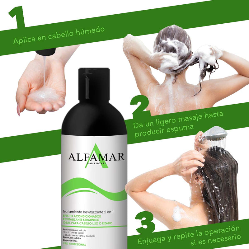 Tratamiento Revitalizante 2 En 1 Alfamar Sin Sal Cabello Dañado