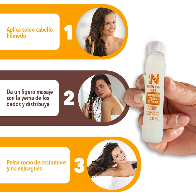 Ampolletas de Coco - Reparación y Control Anti Frizz para Cabello