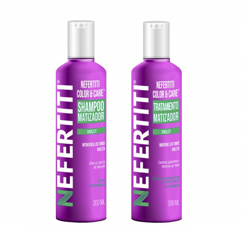 Shampoo Matizador Violeta + Tratamiento Keratina Nefertiti